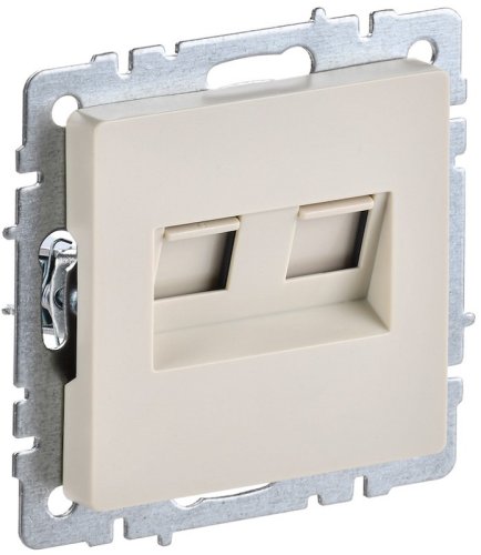 Розетка компьютерная без рамки IEK Brite РК10-2-БрКр 2-м. RJ45+RJ45 5e бежевый картинка